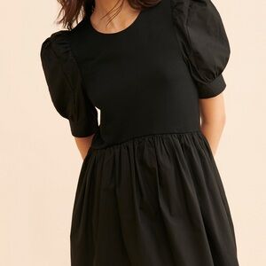 English Factory Black Puff Sleeve Mini Dress medium!!